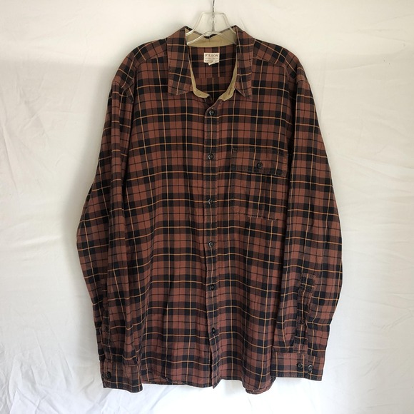 Filson Other - Filson Shirt Mens XL Brown Plaid Cotton Long Sleeve Button Front Casual